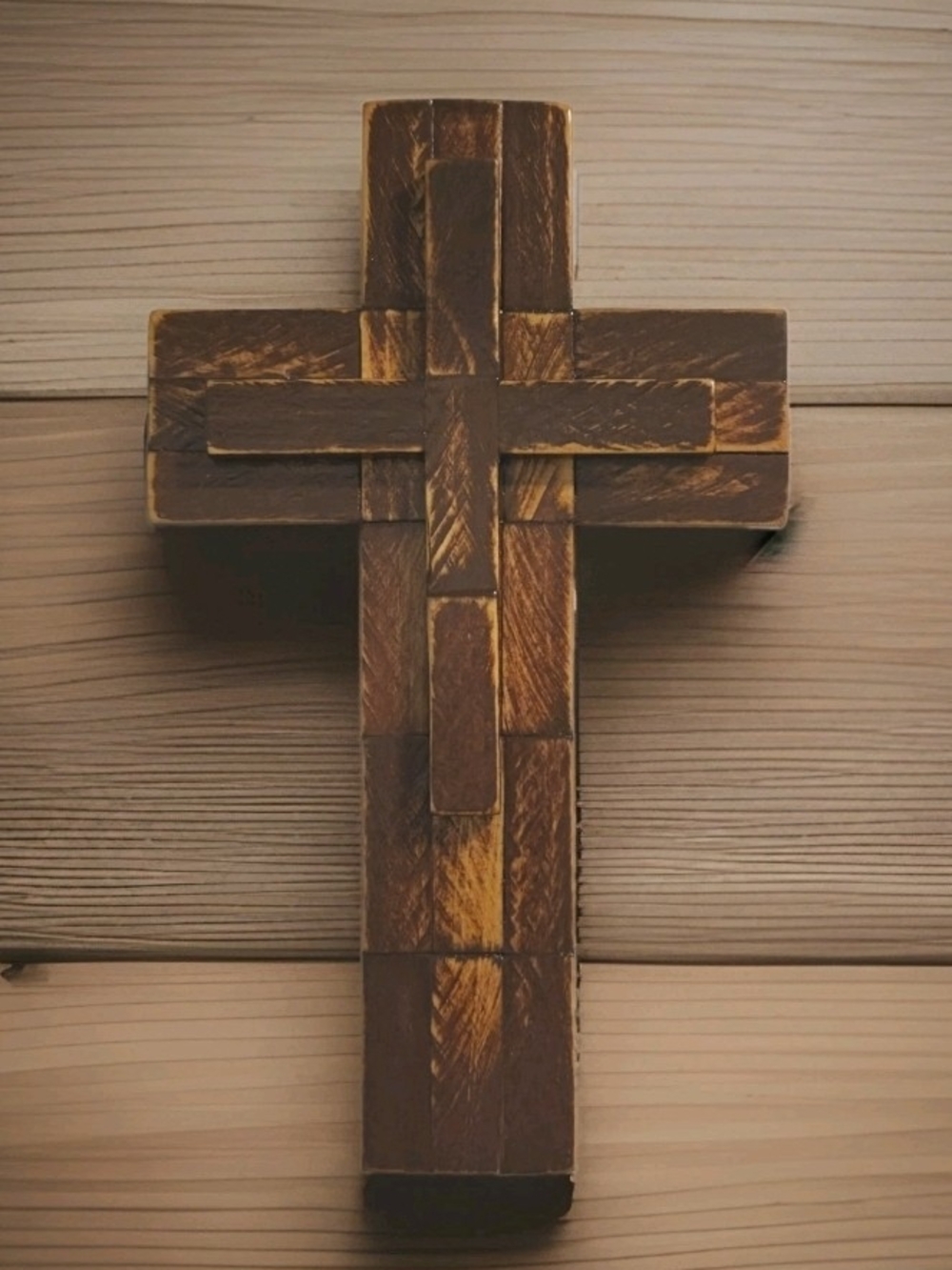 Handcrafted Brown Wood Cross Wall Accent..9 1/2 L X 5 1/2..My Own Design!!!